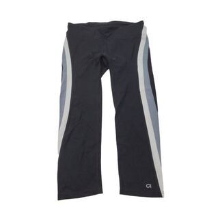 Gap Fit Capris XS Gfast Black Gray white Stripe Leggings Skinny Cropped Yoga
